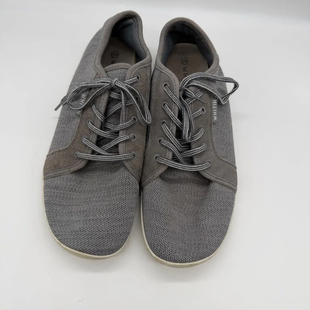 Whitin Mens Barefoot Minimalist Sneakers Gray Mesh Lace Up Low Top Shoes Size 45